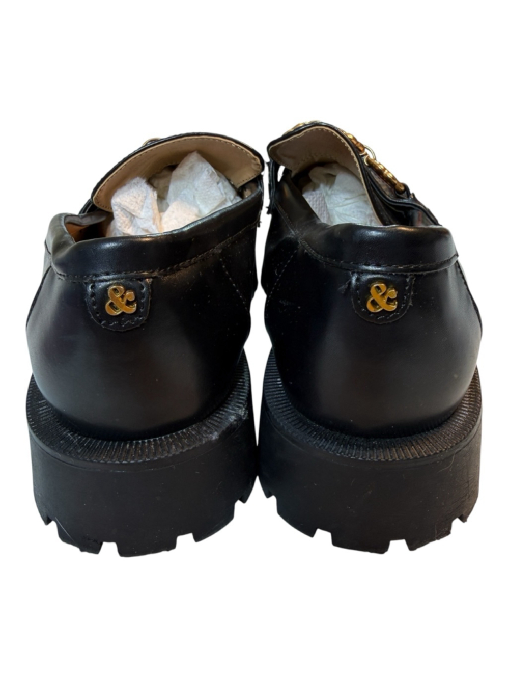 Sam & Libby Black Platform Loafers Gold Chain Detail Chunky Lug Sole Women’s 9 - Picture 5 of 5